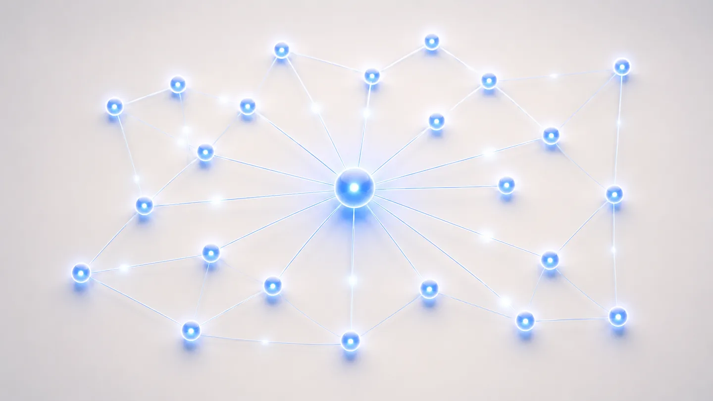 A network of connected nodes spreading reach across the social graph
