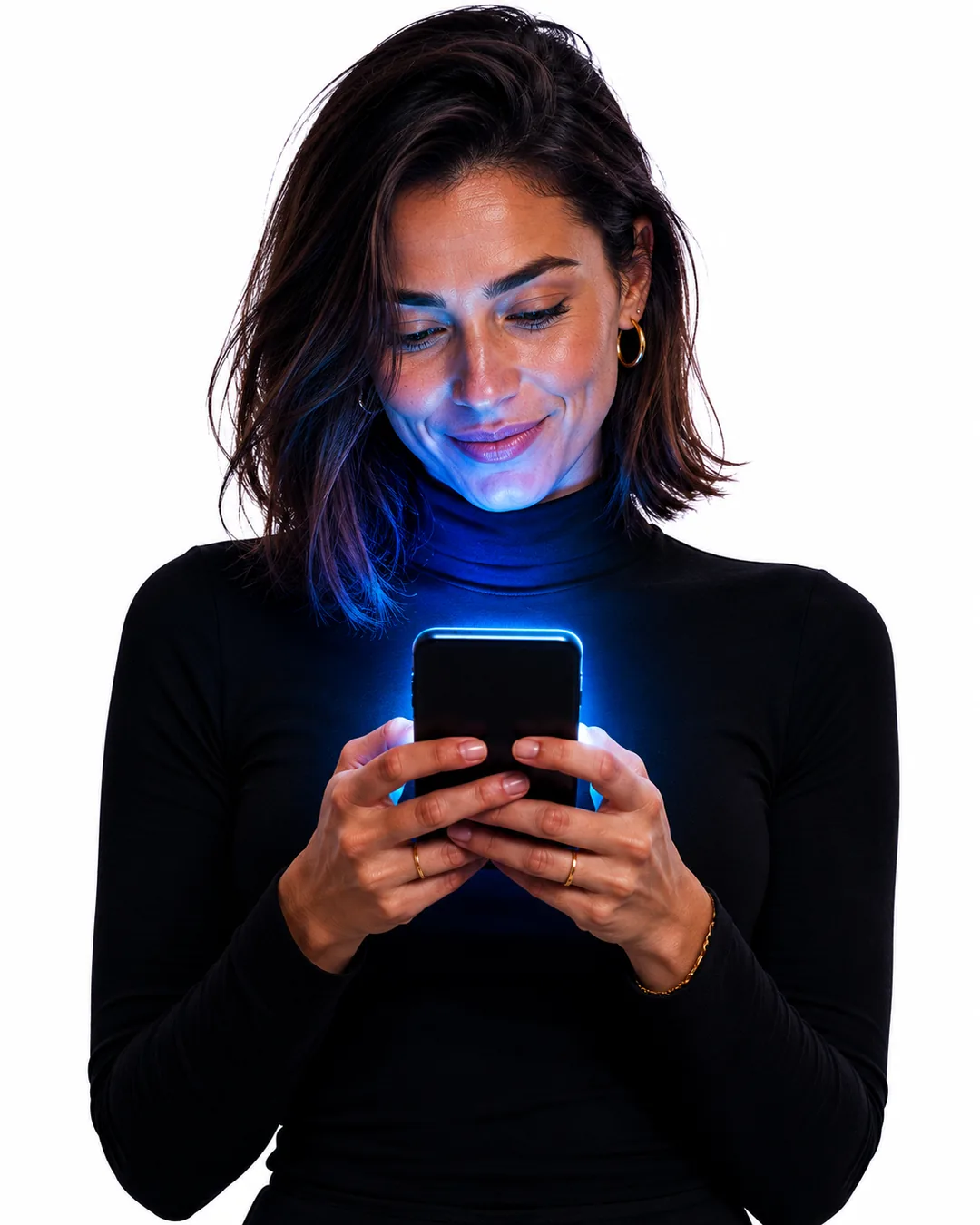 Excited Facebook creator reacting to growth on their phone